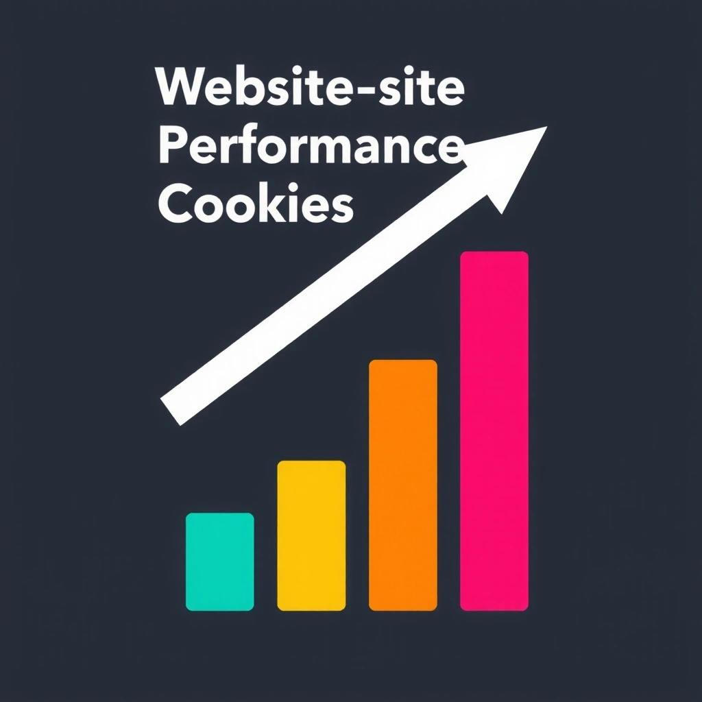 Gráfico de barras ascendente con una flecha hacia arriba, representando la mejora del rendimiento del sitio web a través de cookies de análisis.