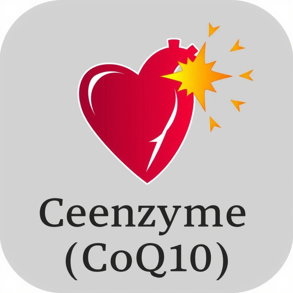 Un corazón estilizado con una gota roja, representando el Coenzima Q10.